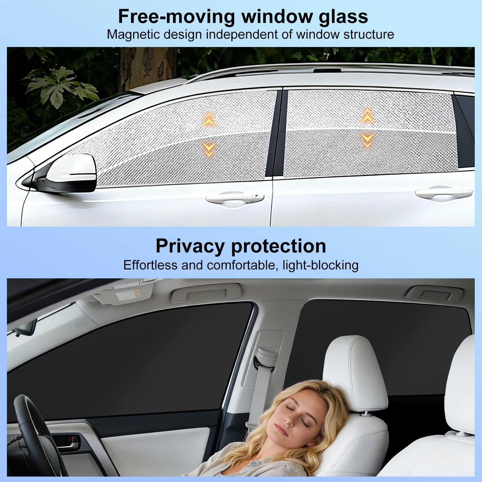 YGYQZ Sonnenschutz Auto Seitenscheibe, 4Pcs magnetisch für Vordere & Hintere Seitenfenster, Verdunkelungs Sonnenschutz mit UV & Hitzeschutz für Baby Sicherheit und Auto Innenraumschutz beim Fahren