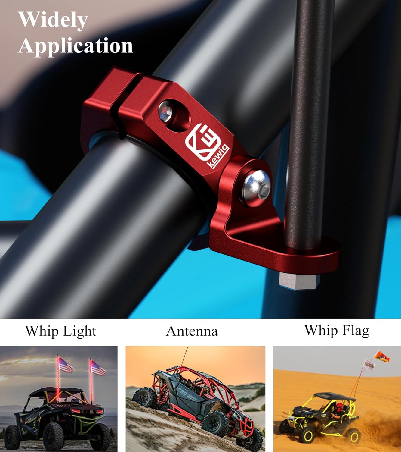 BRCOVAN 2PCS Whip Light Mount, Solid Aluminum Alloy UTV Flag Mounts, Off-Road LED Light Bar Mounting Bracket, Heavy Duty Roll Cage Clamp Holder Fit 1.5''/1.65'' /1.75''/1.85''/2'' Bars