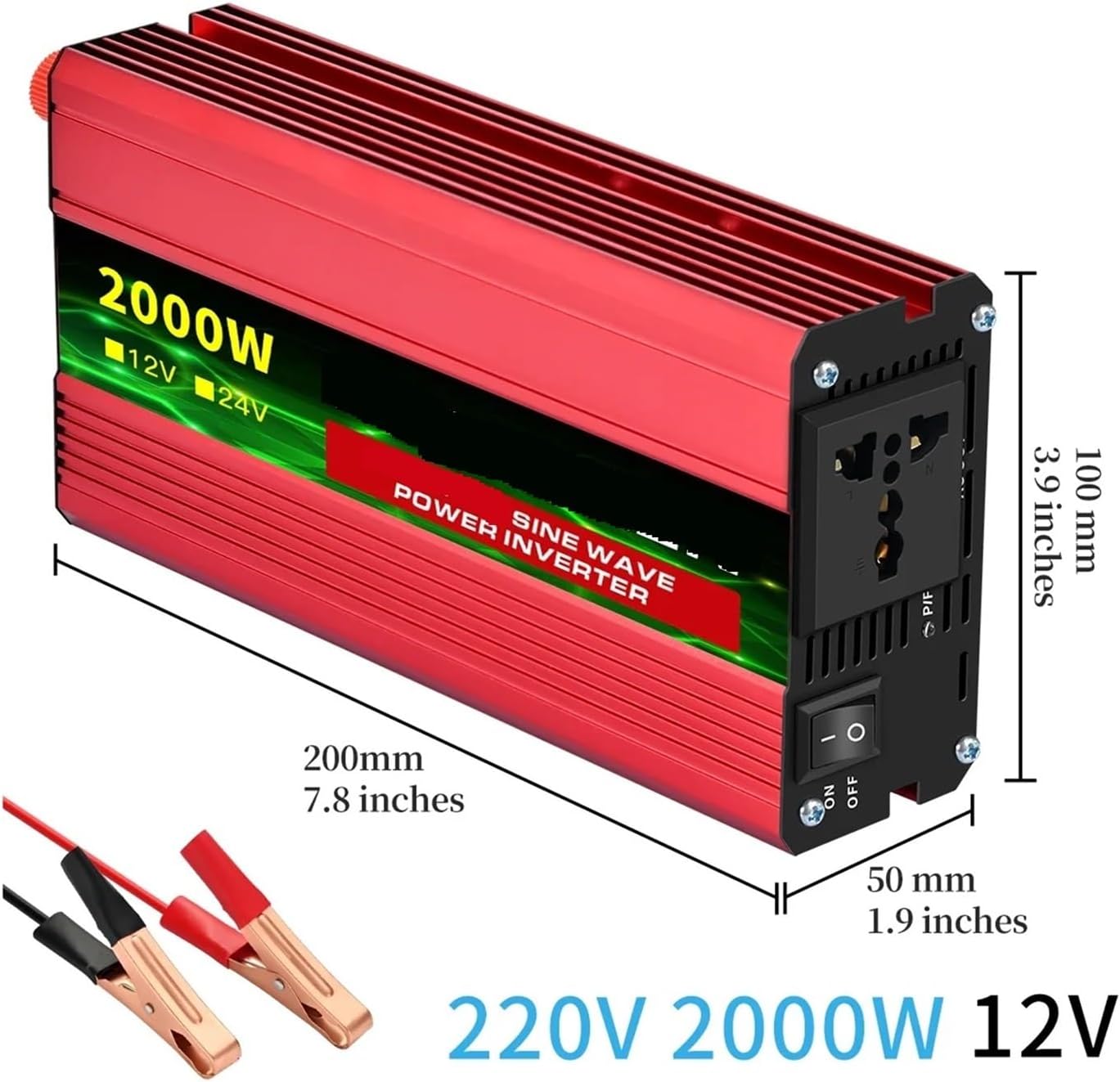 Modified Sine Wave Inverter Converter 600W 1500W 2000W 2500W 3000W 4000W Ac 12V 220v 50hz LEDVoltage Display(12V 2000W 50HZ UN)
