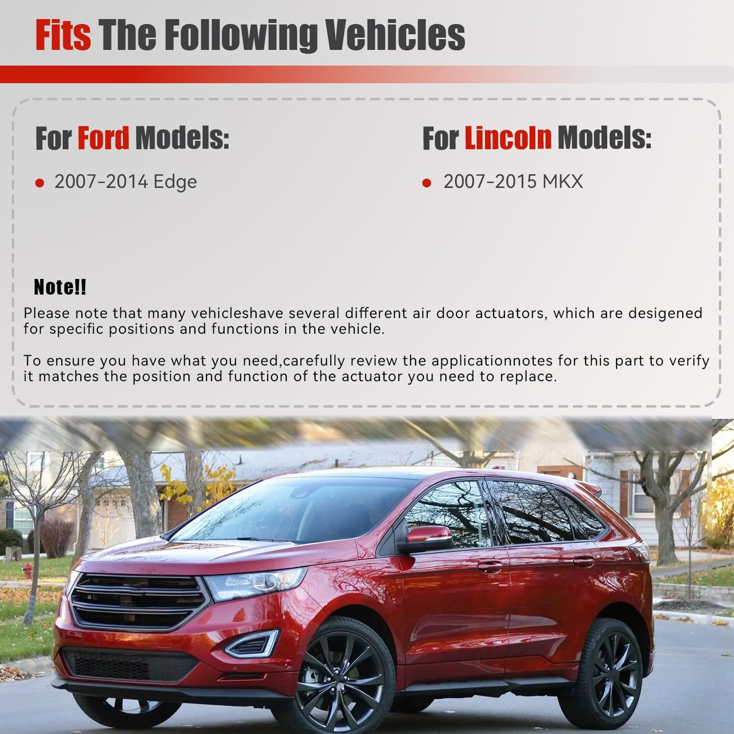 604-239 HVAC Heater Blend Door Actuator Driver Side Compatible with 2007-2015 Ford Edge Lincoln MKX Left Main Temperature Actuator Replaces 7T4Z19E616B