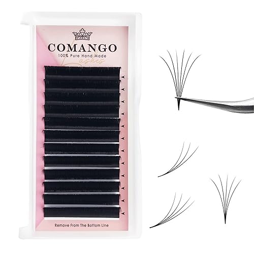 CoMango Extensiones de pestañas Easy Fan con volumen, bandeja mixta de 0.002 in, rizo D, 0.78 a 0.98 pulgadas, suministros de extensiones de