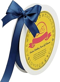 LEEQE Double Face Navy Blue Satin Ribbon 5/8 inch X 50 Yards Polyester Navy Blue Ribbon for Gift Wrapping Very Suitable for Weddings Party Invitation Decorations and More