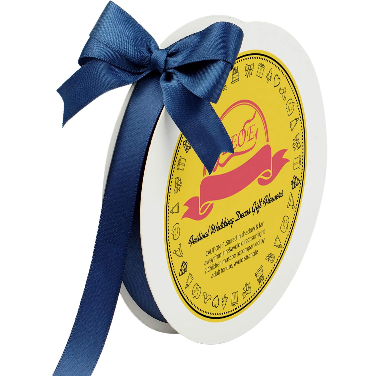 Double Face Navy Blue Satin Ribbon 5/8 inch X 50 Yards Polyester Navy Blue Ribbon for Gift Wrapping Very Suitable for Weddings Party Invitation Decorations and More