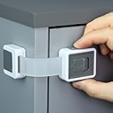 Child Safety Locks (4-Pack) - Baby Proof Cabinets, Drawers, Toilets & Appliances- Adjustable Strap Length, Double Lock Option - Easy Latch for Adults to Open
