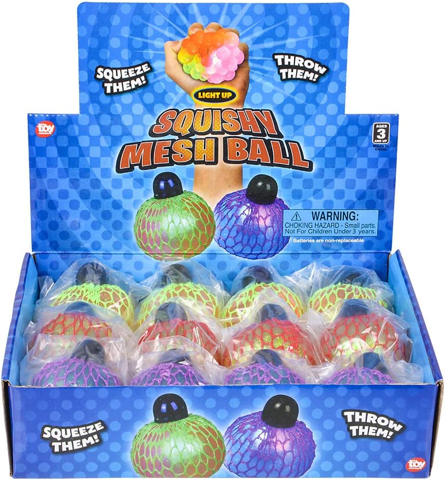 Rhode Island Novelty 2.33 Inch Light-Up Squeeze Mesh Ball, One Dozen Per Order