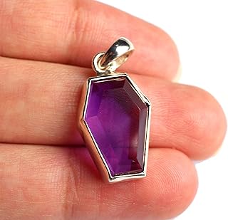 Natural Amethyst Onyx Coffin Pendant In 925 Sterling Silver, Gemstone Jewellery, Coffin Necklace, Stone Pendant, Handmade Coffin, Silver Jewelry, Gift Her