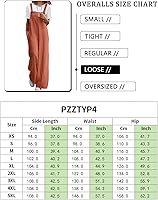 Vista 5 de YESNO - Enterizo holgado de estilo informal, overol con pantalones largos de pierna ancha, de algodón y con bolsillos, para mujer