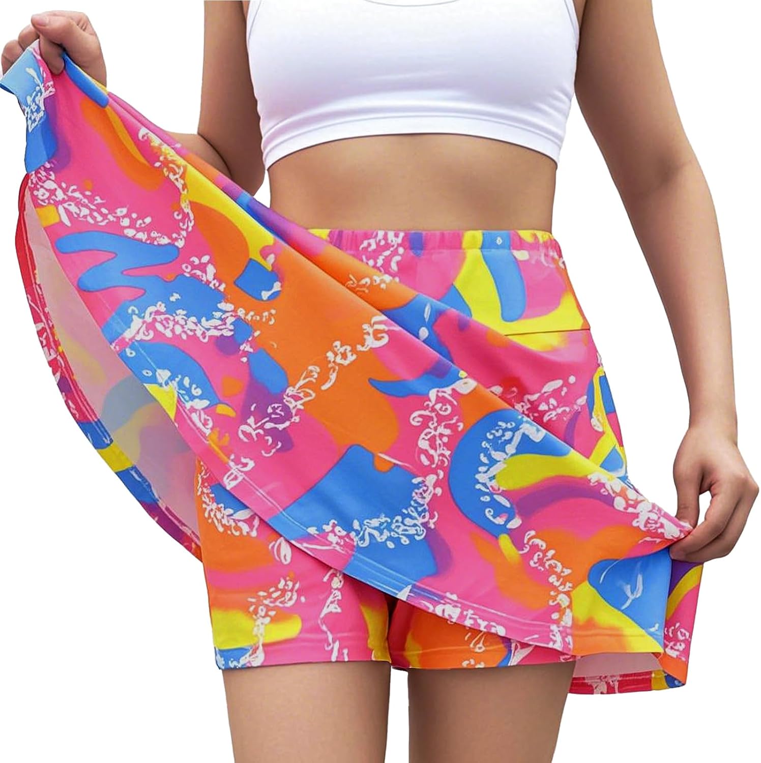 80s 90s Tennis Skirts with Pockets - High Waisted Retro Golf Skorts for Women | Athletic Workout, Running, Casual Wear