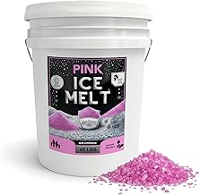 Peach Country Pink Ice Melt Pet Friendlier Eco-Friendly De-Icer, Fast-Acting Granules for Driveways, Walkways & Entryways, 45 lb Pail