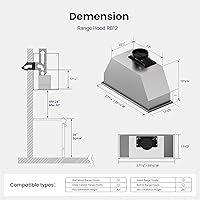 Vista 8 de Range Hood Insert 30 Inch, 980 CFM Built-in Kitchen Vent Hood, Ducted/Ductless Convertible, Stainless Steel Range Hood with Gesture & Touch Control