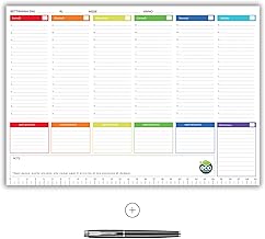 2025 Weekly Desk Planner with Free Professional Pen, A4 Size, Card Holder, Customisable Date, 50 Sheets Tear-Off Sheets, 2025 Week to View Diary