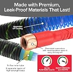 Pocket Hose Ballistic Double UV 25 FT Jardin extensible Hose, Comme vu sur TV | Manchon anti-brouillard renforcé avec fibre pare-balles, 360° pivotement pocket connecteur pivot, conception compacte légère