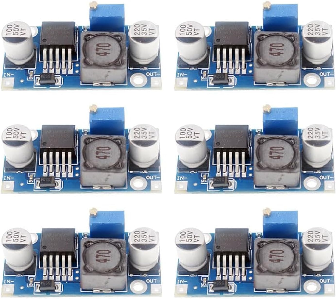 Reland Sun 6Pcs LM2596 Buck Converter DC-DC Step Down Variable Volt Regulator Electronic Voltage Stabilizer Power Supply Module 3.0-40V to 1.5-35V