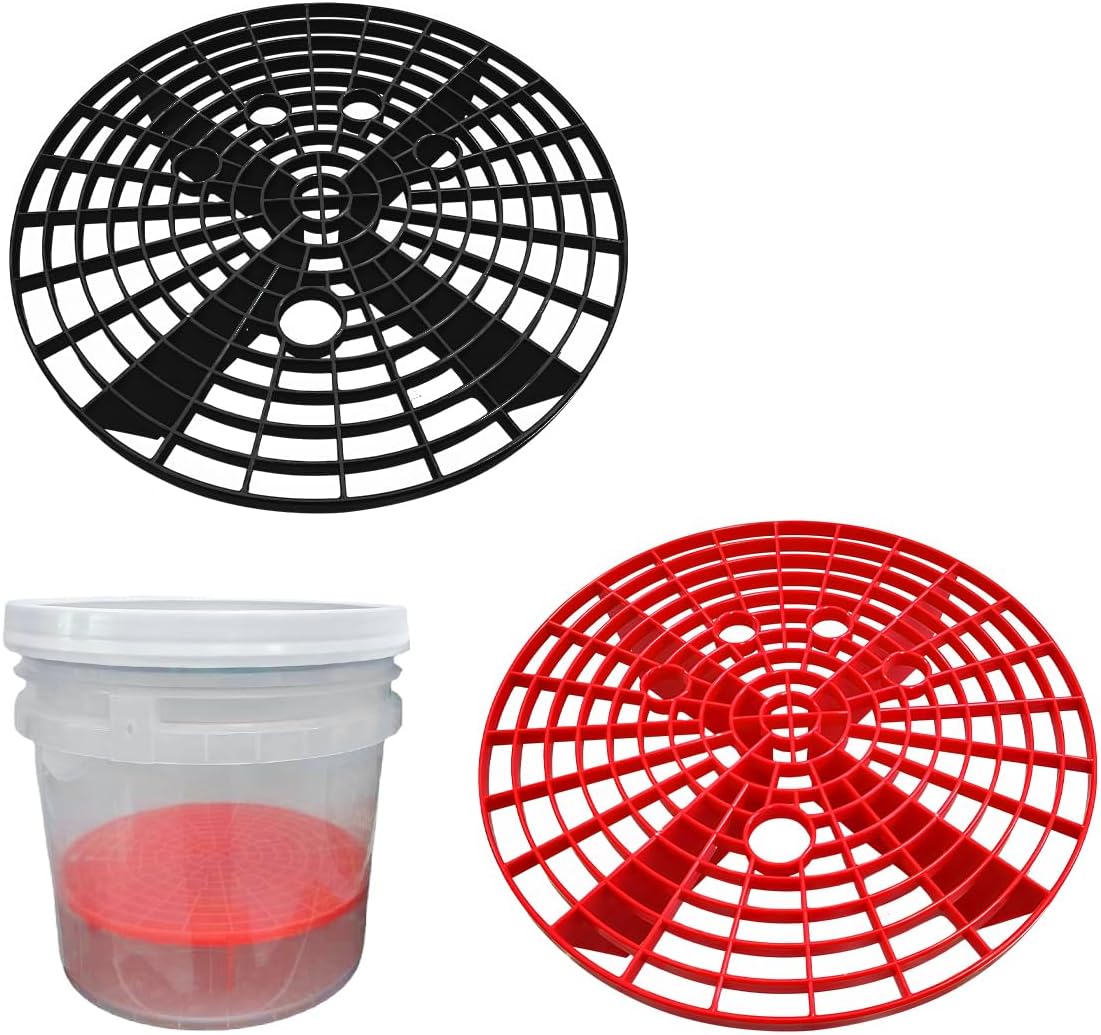 Yourkar Car Wash Bucket Inserts - 2 PCS Plastic Grit Trap for Vehicle Detailing, Auto Dirt Collectors, Fits 12 Inch Diameter Bucket, Universal Car Accessories (Black)