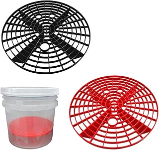 Yourkar 2 PCS Car Wash Bucket Inserts, Plastic Vehicle Wash Bucket Insert Detail Grit Trap, Auto Wash Dirt Collectors Fits 12 Inch Diameter Bucket, Universal Car Accessories (Black+Red)
