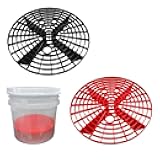 Yourkar 2 PCS Car Wash Bucket Inserts, Plastic Vehicle Wash Bucket Insert Detail Grit Trap, Auto Wash Dirt Collectors Fits 12 Inch Diameter Bucket, Universal Car Accessories (Black+Red)