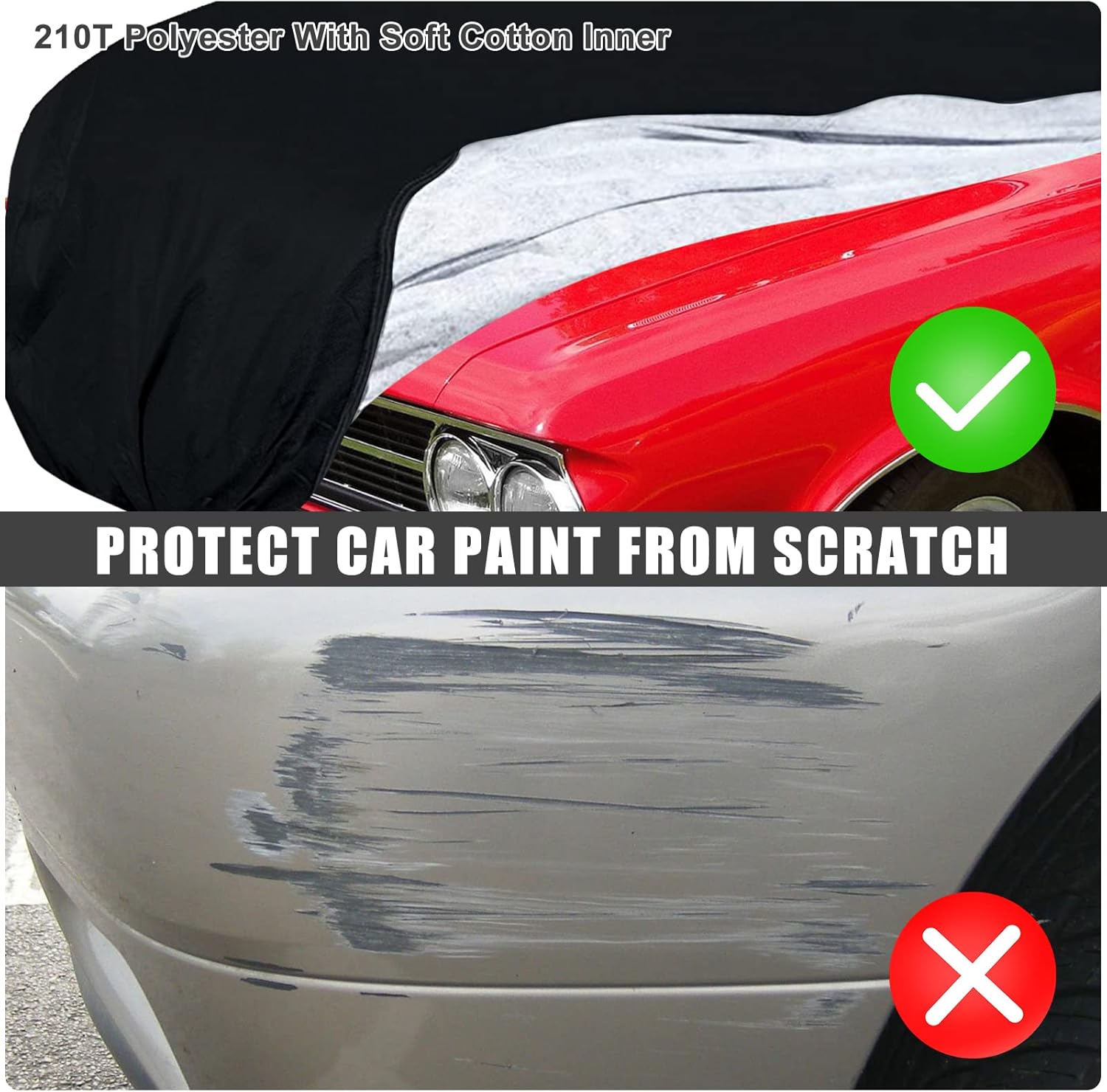 Waterproof Car Cover Replace for Pontiac GTO 2 Door Hardtop & Coupe 1964-1972, 210T All Weather Classic Car Covers with Zipper Door & Lock for Snow Rain Protection