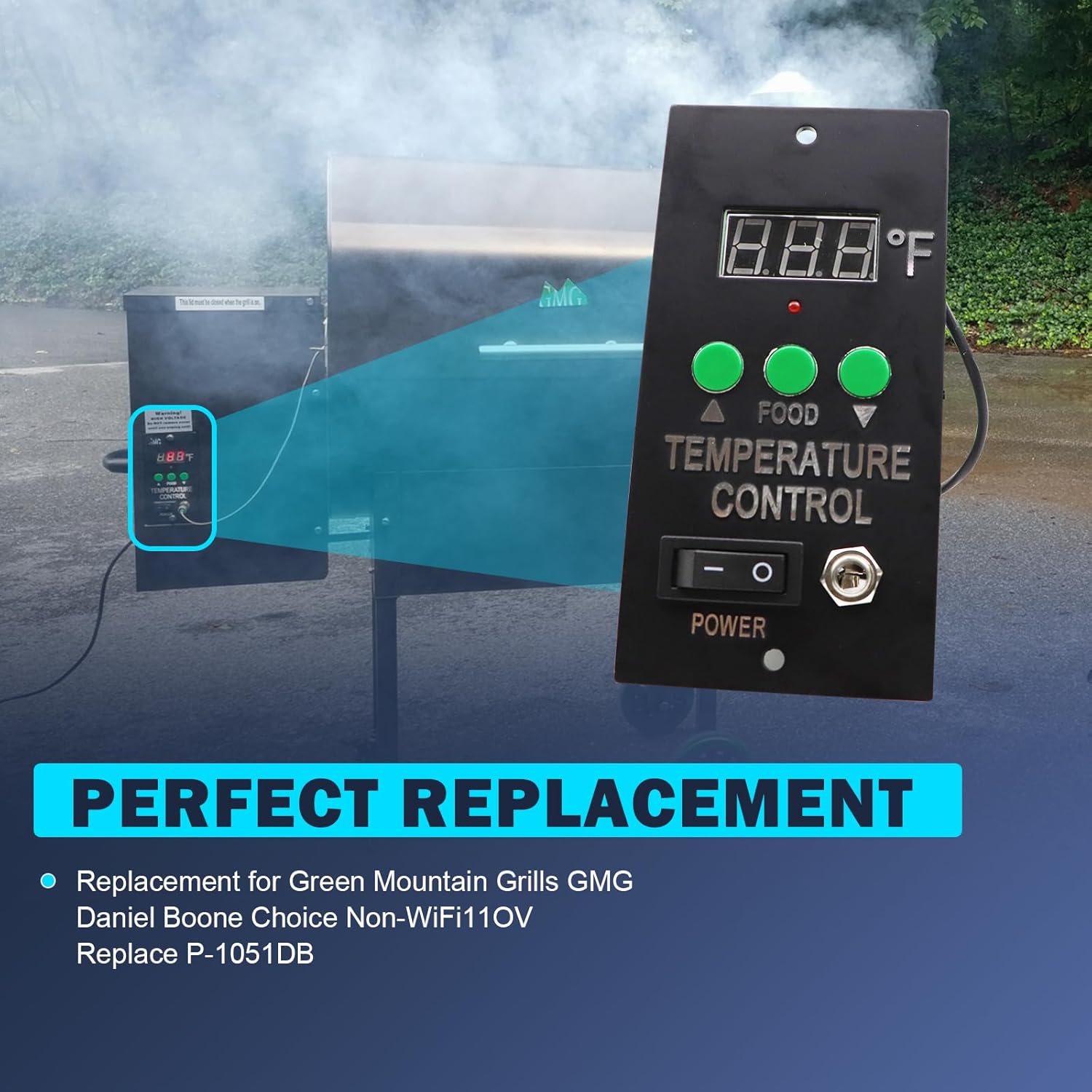 P-1051 Control Circuit Board for Green Mountain Grills 110V Control Board P-1051 Compatible with GMG Daniel Boone Choice Non-WiFi Model Grill P-1051DB