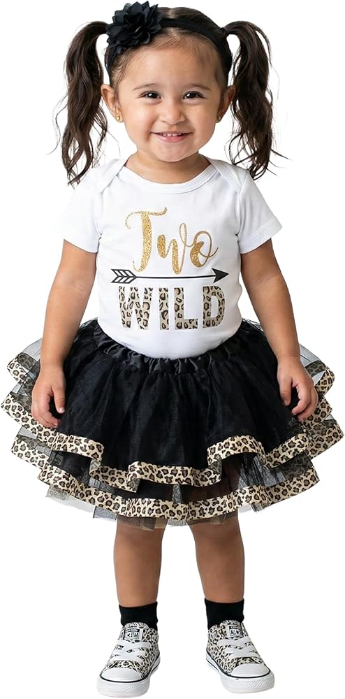 Amazon.com: Luke and Lulu Two Wild 2nd Birthday Outfit for Girls – White  Shirt with Black and Gold Skirt Dress – Cute Shirts for Toddlers: Clothing,  Shoes & Jewelry