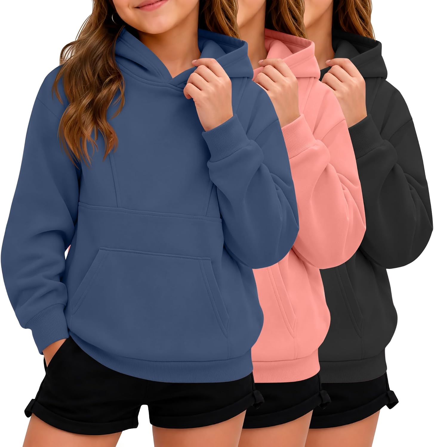 Halfchet 3 Pack Girls Hoodie Preppy Hooded Sweatshirt