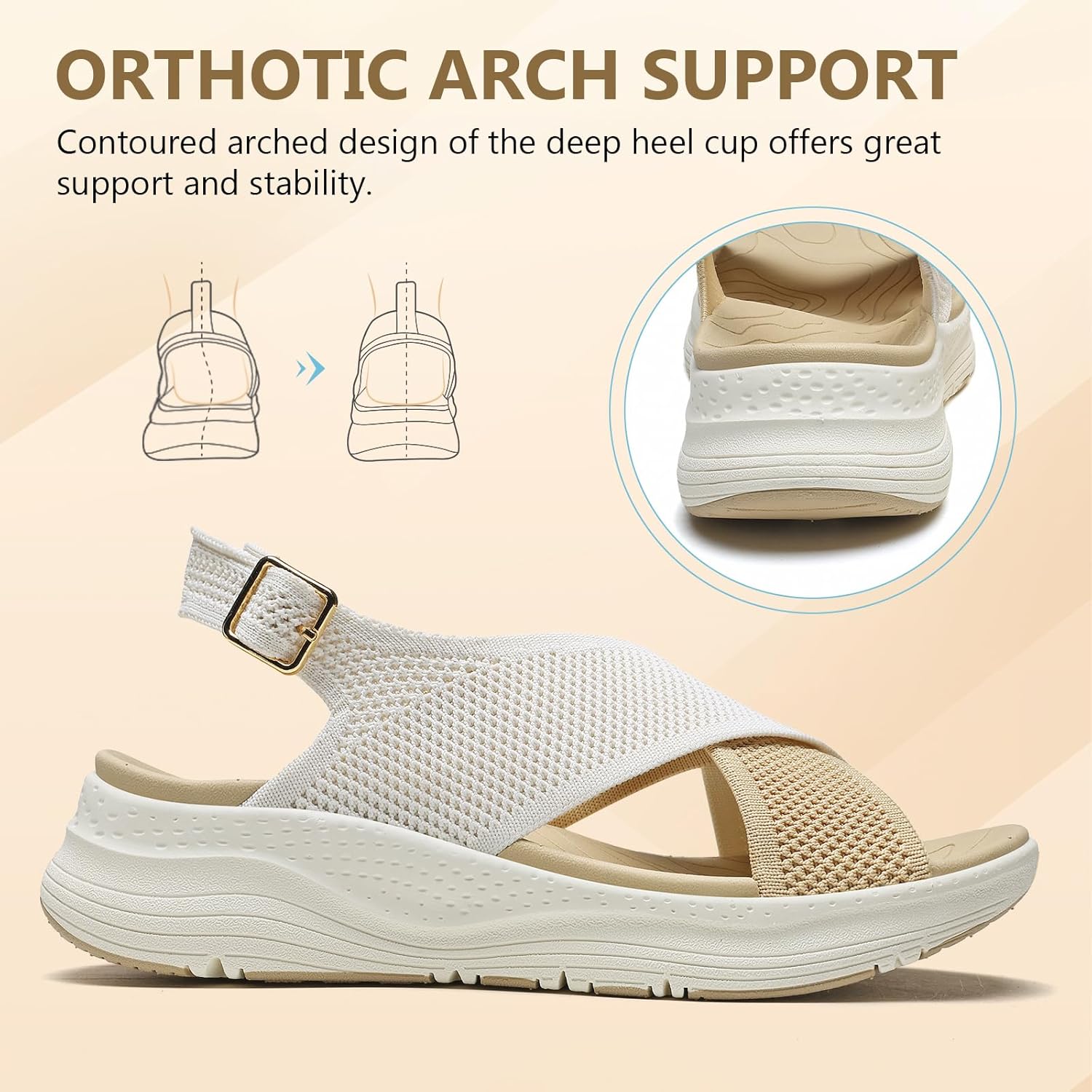 Womens Orthopedic Sandals Ladies Recovery Sport Outdoor Adjustable Strap Sandals with Comfortable Plantar Fasciitis Arch Support - Image 5