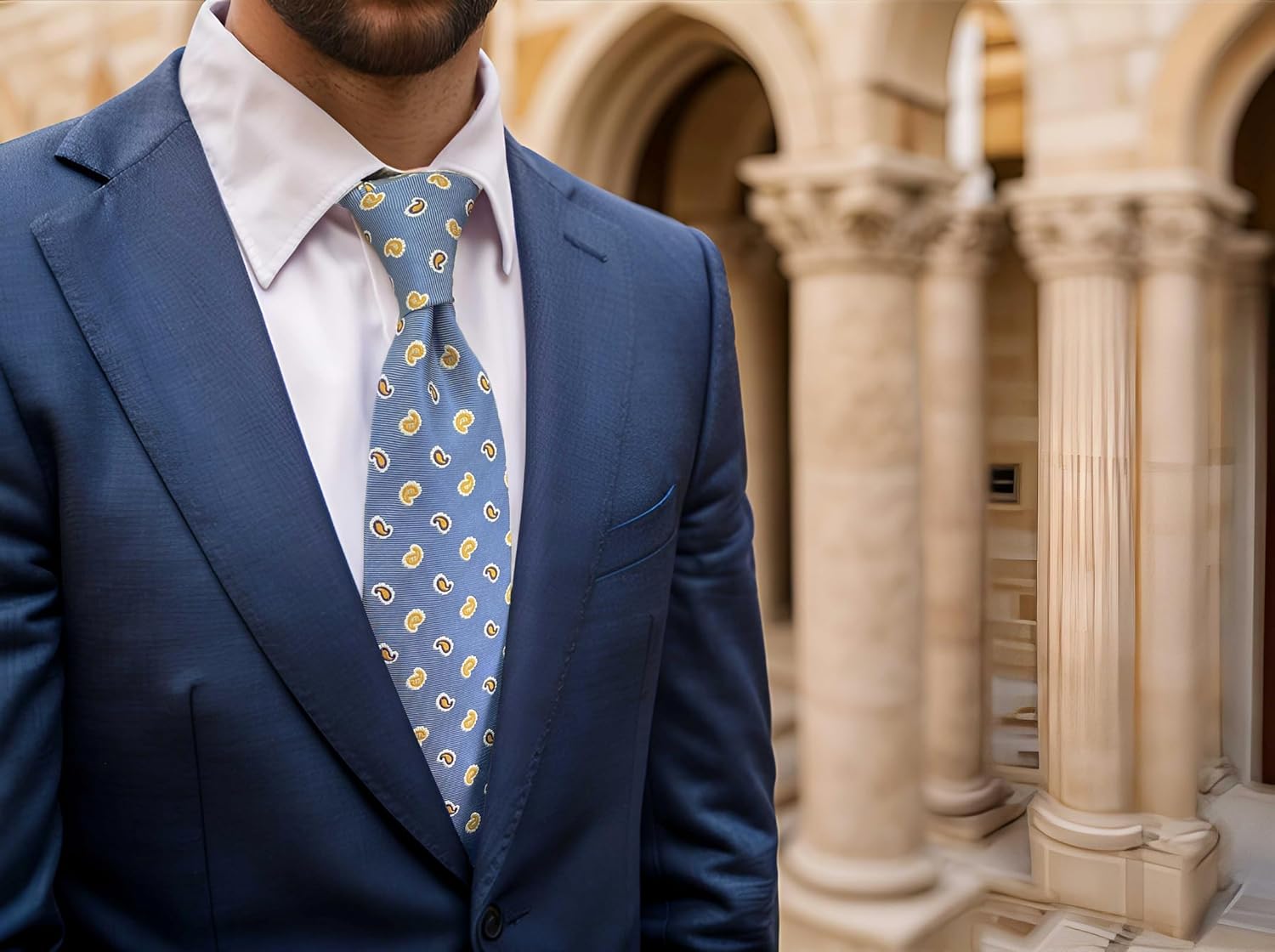 S&W SHLAX&WING Paisley Mens Ties Necktie Brown Blue for Suits Business Wedding - Image 2