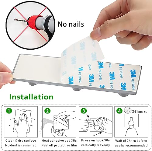 Miniatura 4 de Soporte para llaves montado en la pared, 3 ganchos para decoración de pared, organizador de llaves adhesivo para entrada, cocina, dormitorio, baño,