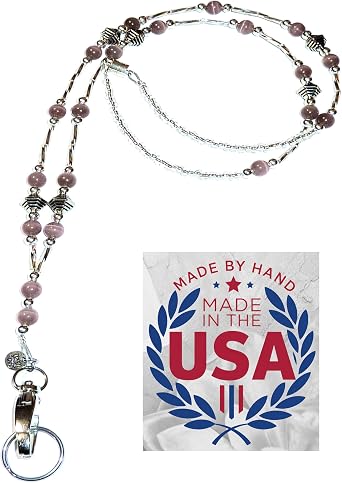 Hidden Hollow Beads Womens SUPER SLIM Beaded Lanyards for ID Badges Cards Teacher Cruise Keys Keychain Cell Phone 34