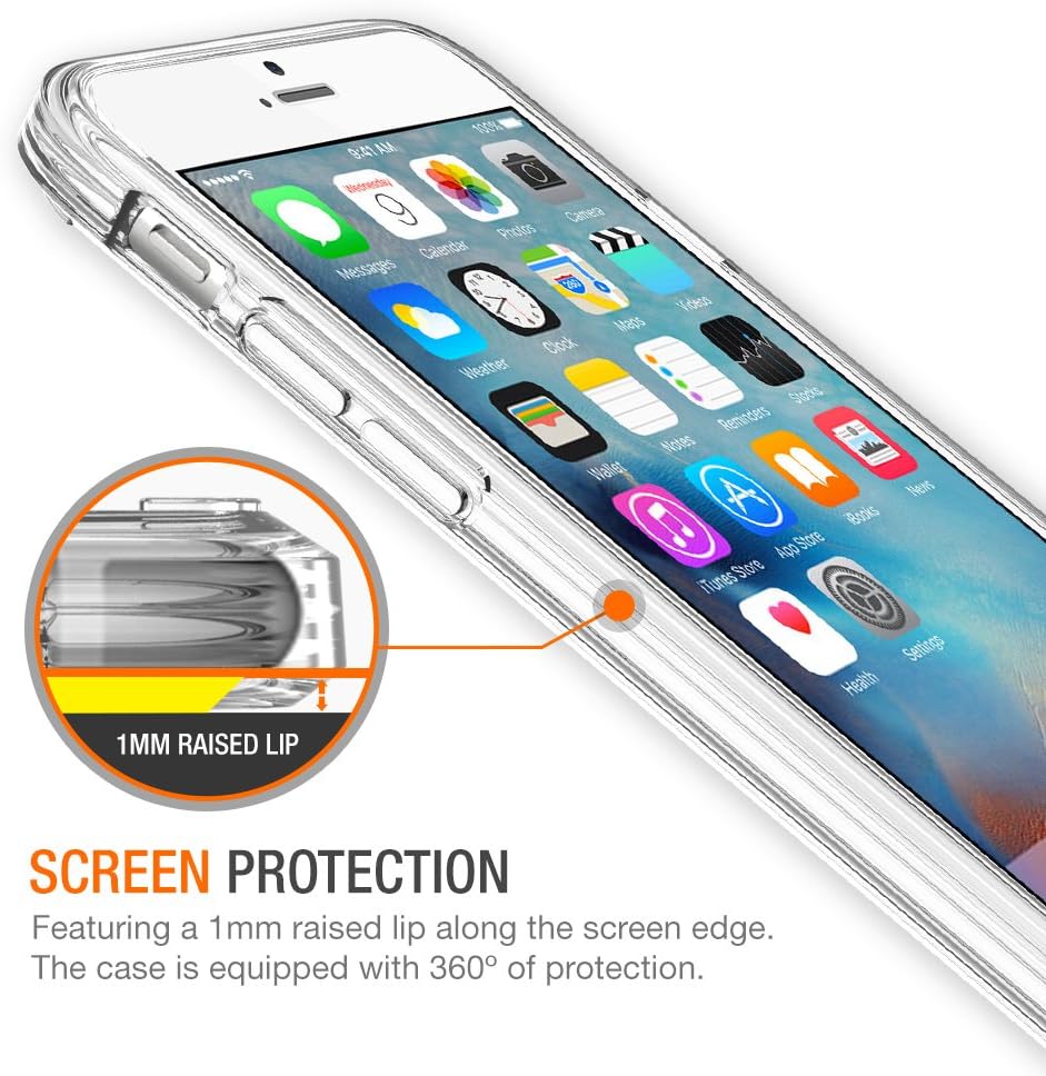 Trianium iPhone 6S Case, [Clear Cushion] Premium Clear Case Hard Back Panel + TPU Bumper for Apple iPhone 6 (2014) / iPhone 6s (2015) - Shock Absorbing + Scratch Resistant Frame Cover Case - Clear