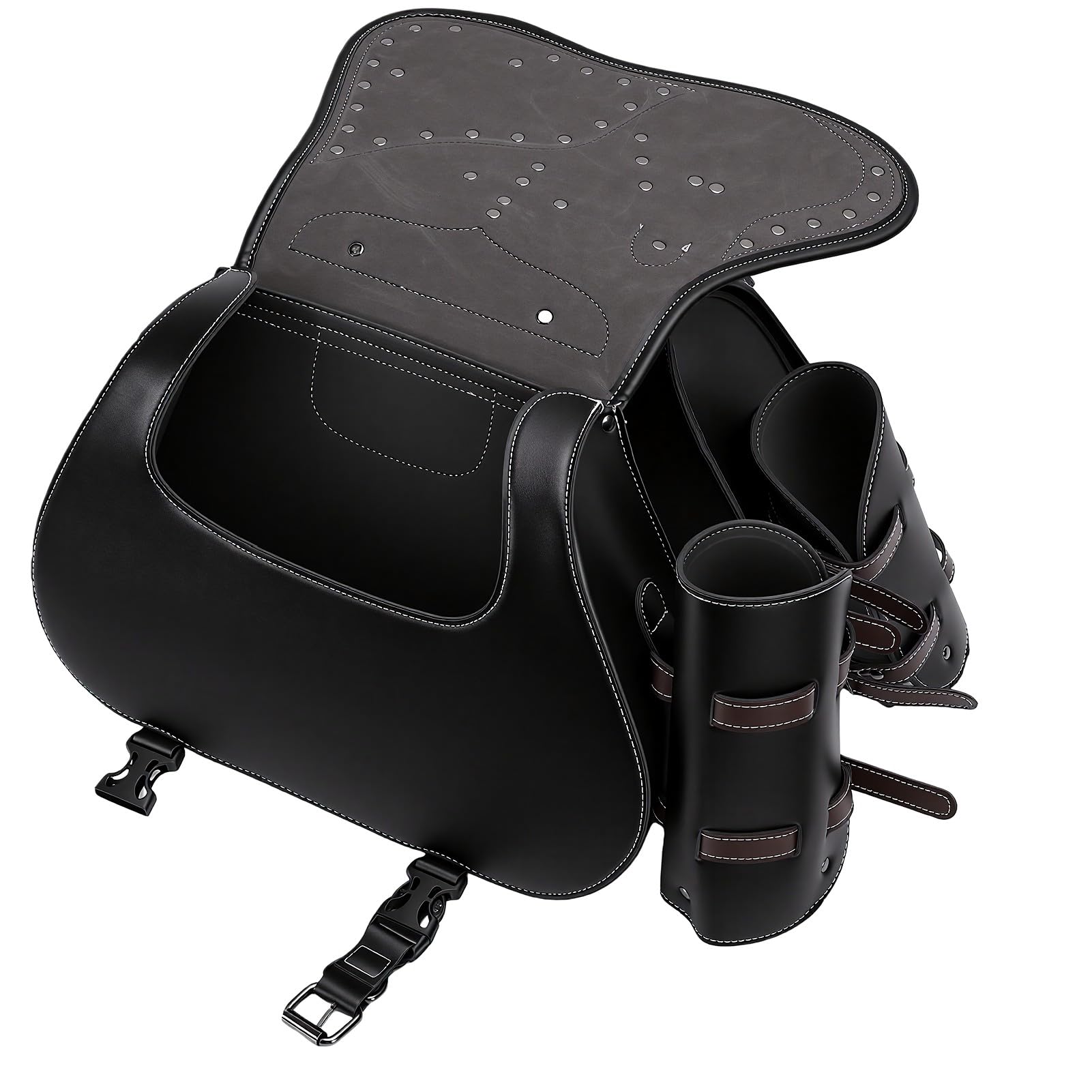 Yctze Uniwersalne Sakwy Motocyklowe 30L PU Skórzane Torby Boczne z klamrą w Kształcie ćwieków do Większości Motocykli Iron Shadow Vulcan