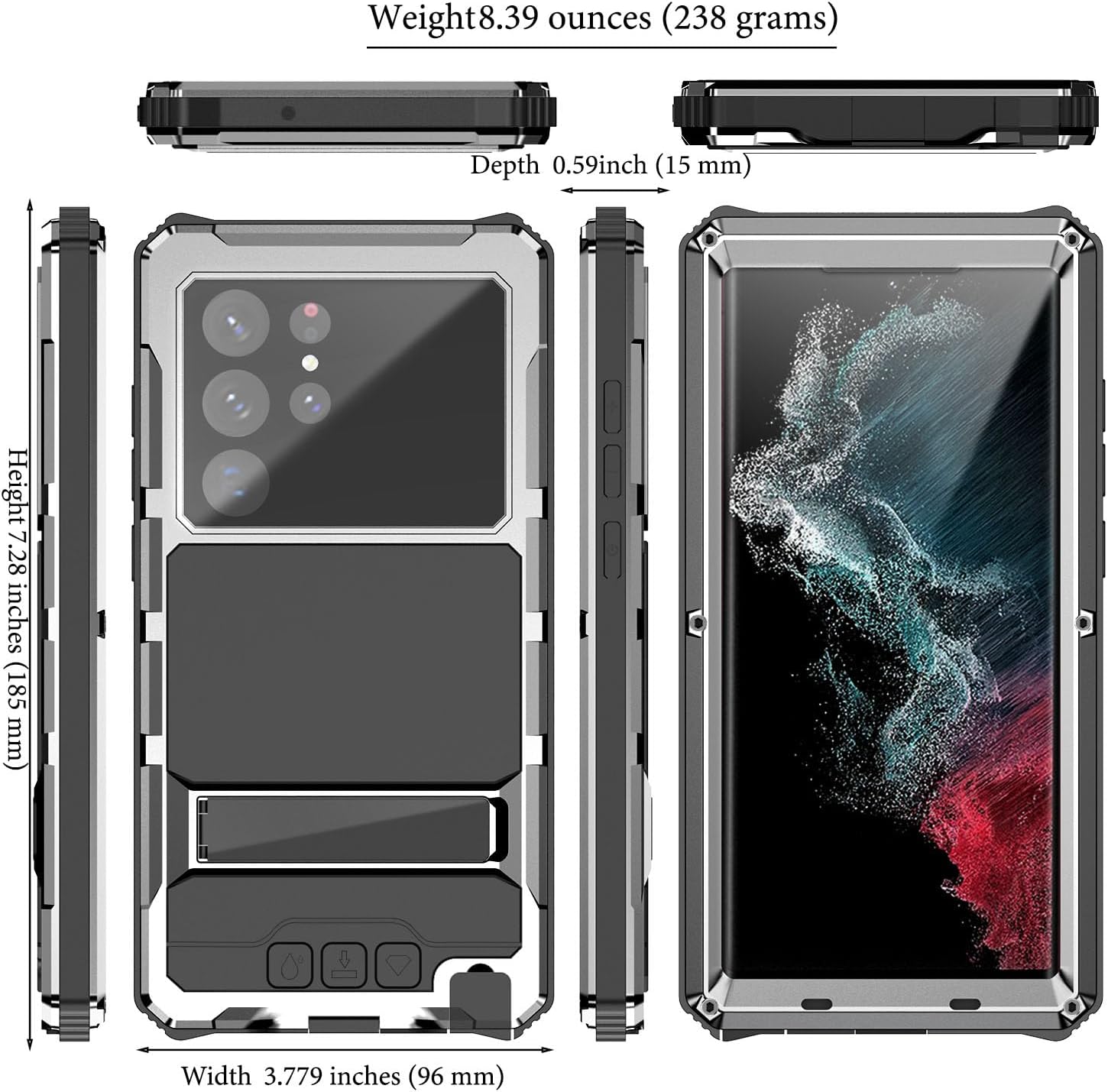 Lunivop for Samsung Galaxy S22 Ultra case (6.8 Inch) Metal Hard 2022 Phone Case para Screw Built-in Screen Lens Protection Military Grade [Note The Fingerprints Don't Work] Silver