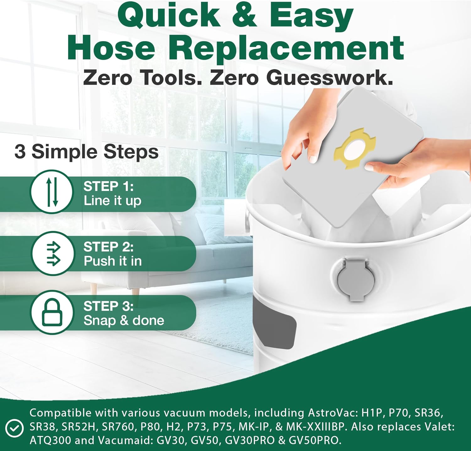 9 Valet & VacuMaid Vacuum Bags Compatible with AstroVac, Part # HPB2HPK & HPB2H, Fits Models: H1P, P70, SR36, SR38, SR52H, ATQ300, GV30, GV50, GV30PRO & GV50PRO (9 Pack)- by Think Crucial