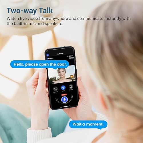 Miniatura 5 de Timbre inteligente inalámbrico de 1080p con receptor de timbre, imagen HD en vivo, detección humana AI, Wi-Fi de 2.4 GHz, audio bidireccional
