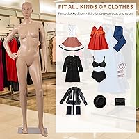 Vista 6 de BLKMTY Maniquí femenino de 69 pulgadas con forma de vestido de cuerpo completo, modelo de ropa, maniquí ajustable, maniquí desmontable realista