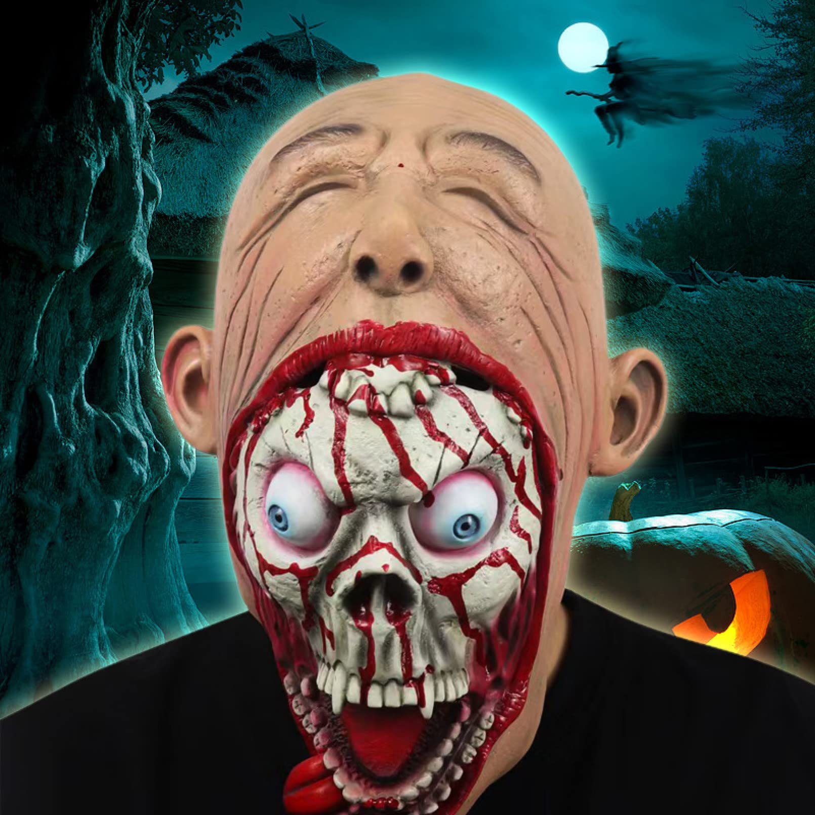 Maska cosplay maska Halloween horror straszne usta zombie maska lateksowe nakrycie głowy kostium dla dorosłych nakrycie głowy rekwizyty