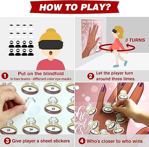 Miniatura 5 de Juegos de despedida de soltera para despedida de soltera, Pin the Ring on the Bride Game, Pin the Ring Game Bridal Shower Wedding Engagement Shower