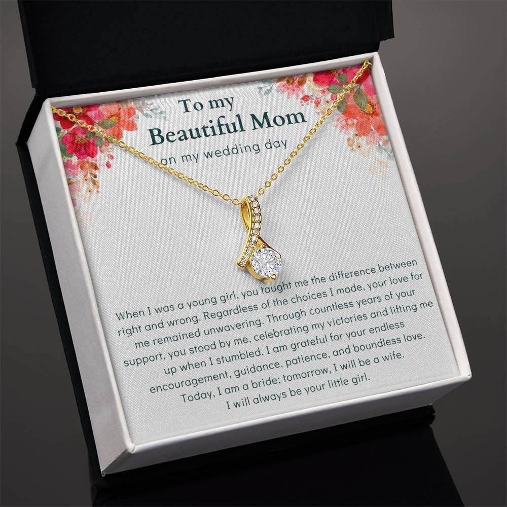 To My Mom On My Wedding Day Gift Alluring Necklace Sentimental Message Bride Mom Gift For Mother From Daughter Jewelry