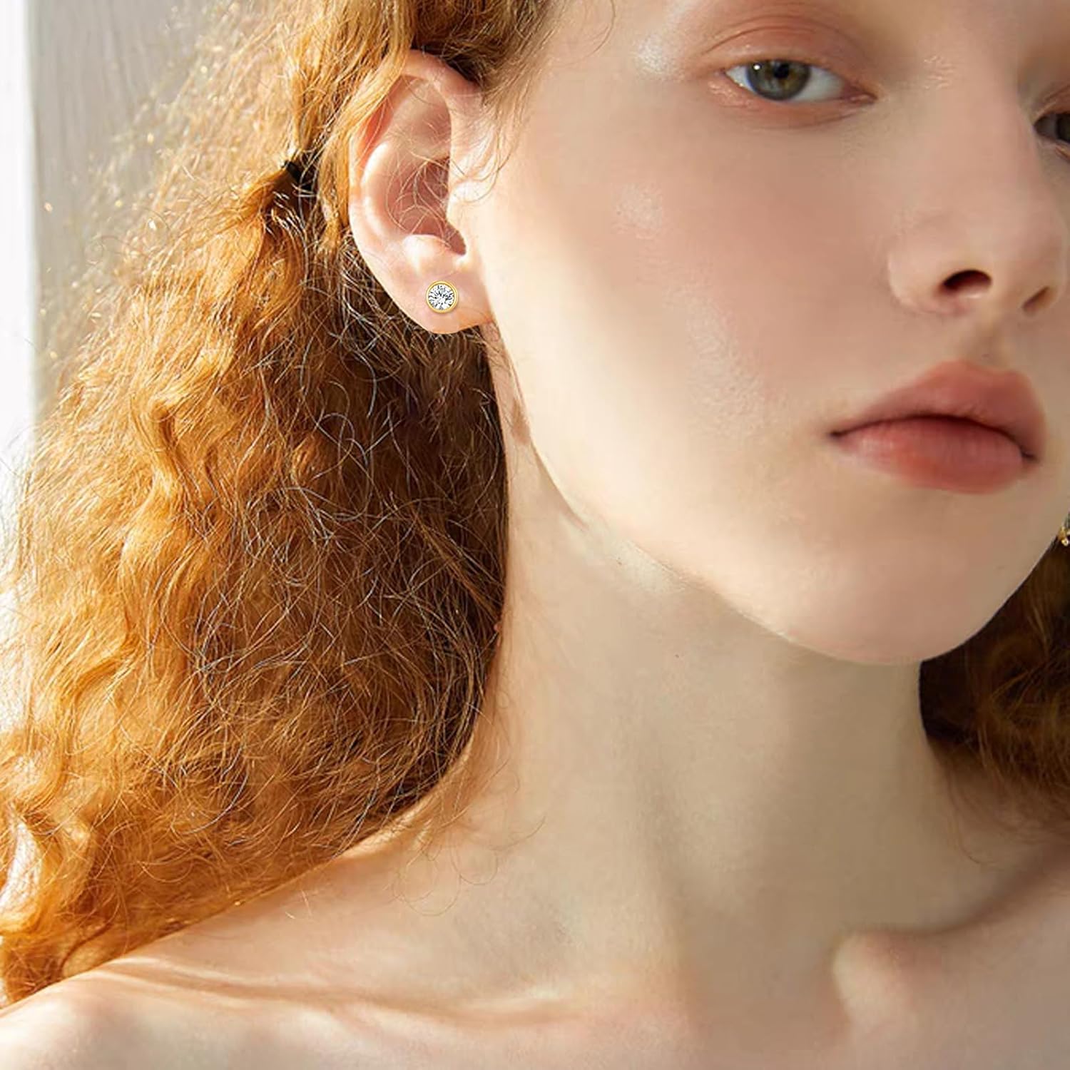 KECHO 14k Gold Stud Earrings, 0.6-2ct Moissanite Stud Earrings, Gold Stud Earrings Jewelry Gifts for Women Men - Image 2