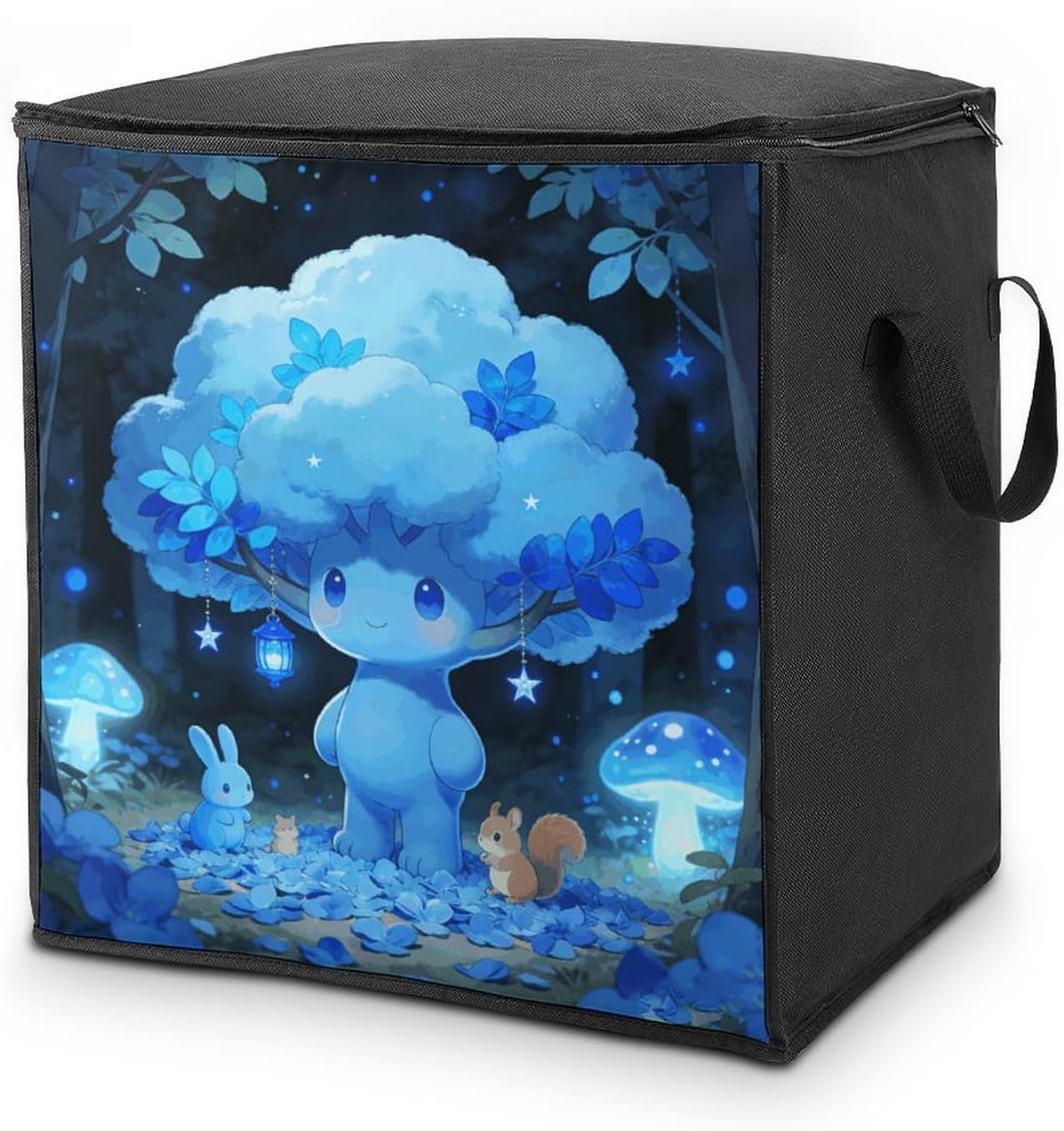 Blue Night Party Storage Bag Portable Closet Organizer Storage Bags Quilt Storage Bags with Zippered Breathable Storage Bag with Carry Handles for Blanket Pillow Bedding
