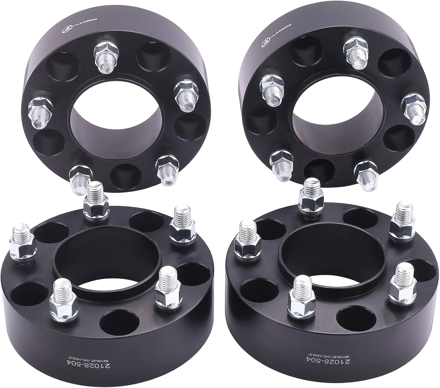VLAOSCHI Black Forged 5x135 Hubcentric Wheel Spacers 2 Inch with 14x2 Studs Compatible with Ford Lin-coln 5 Lug for 1997-2003 F150 | 1997-2002 Expedition | 1998-2002 Navigator - Pack of 4