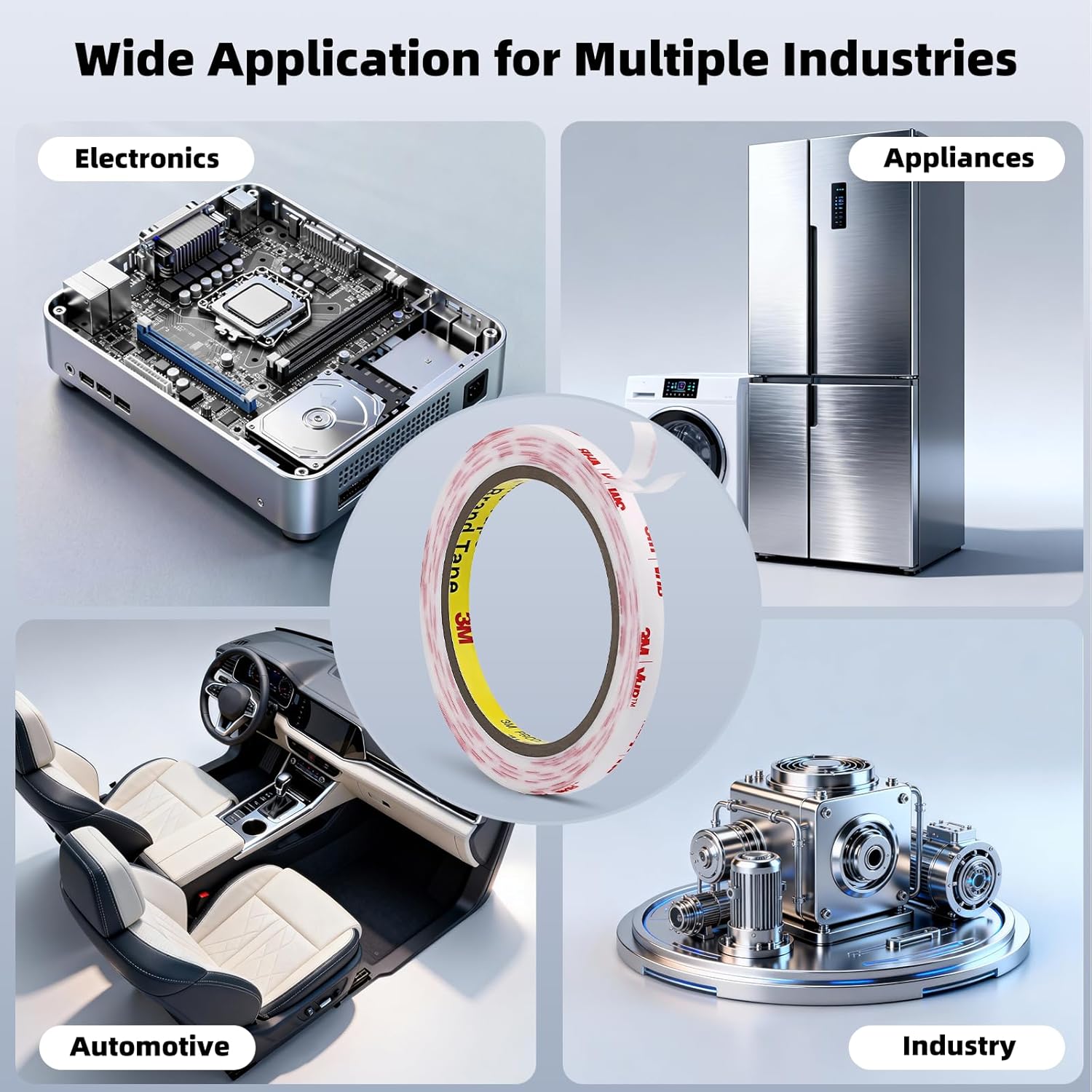 Made of 3M Double Sided Mounting Tape 2''x15.4Ft 2 Pack 0.025in Thick White 4930 Heavy Duty Adhesive Waterproof Foam Tape for Car Home Office Decor