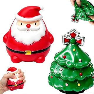 2 Pack Christmas Crunchy Squishy Set, ASMR Sensory Squeeze Items, Slow Rising Fidget Pieces, Christmas Themed Gift for Adults