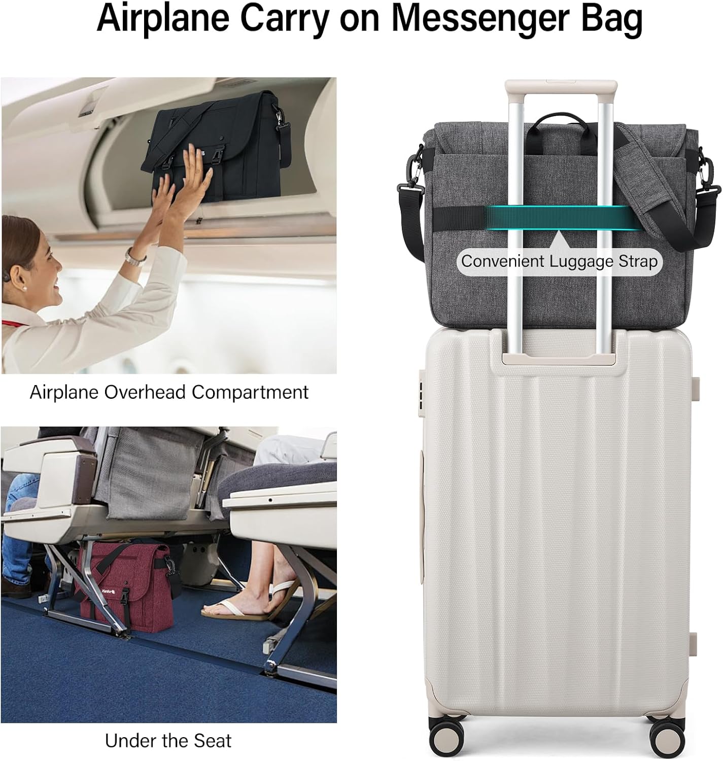 Hanke 15.6 Inch Laptop Messenger Bag for Men & Women, Large Crossbody Satchel Work Bag