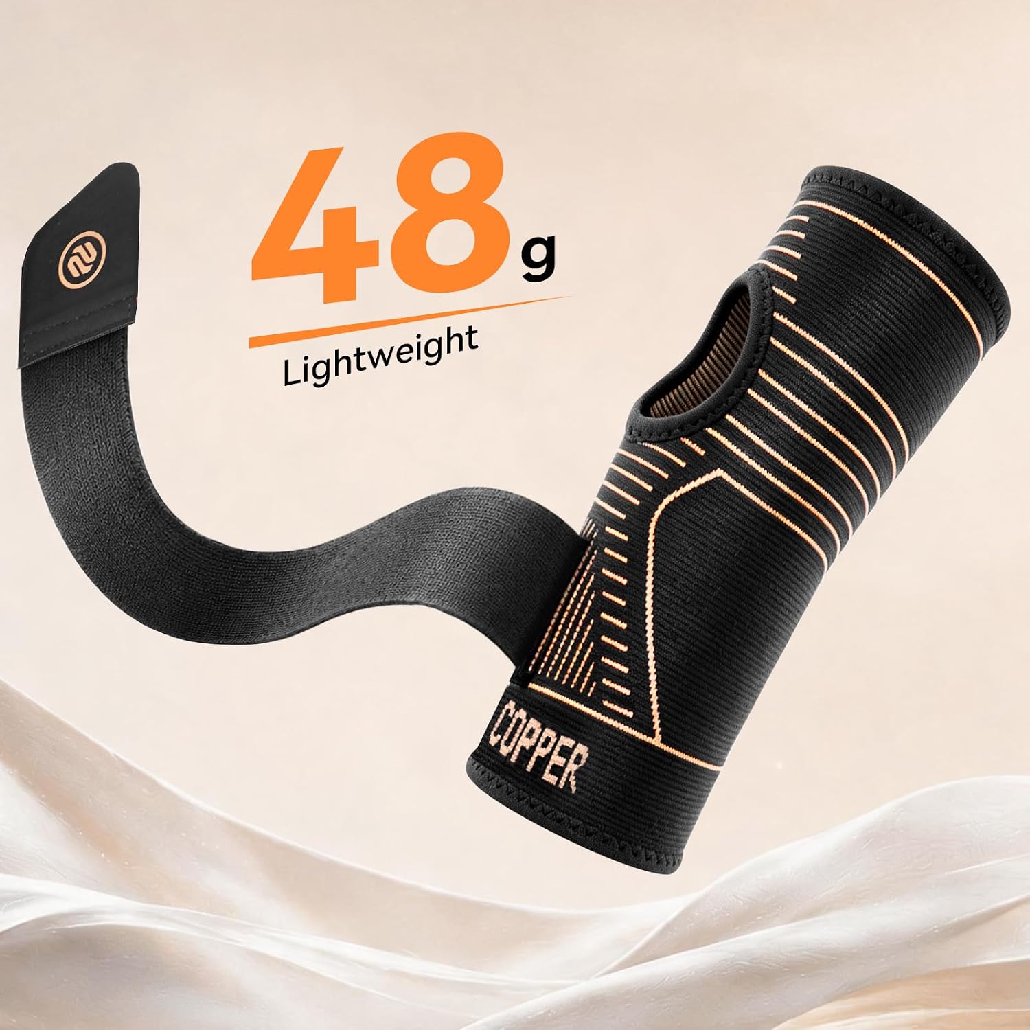 Copper Ultra-Light Wrist Compression Sleeve for Women and Men,Carpal Tunnel Wrist Brace for Night Support &Work,Hand brace for Tendonitis & Arthritis Relief,Fits Right or Left Hand,1 Pack,Black,M