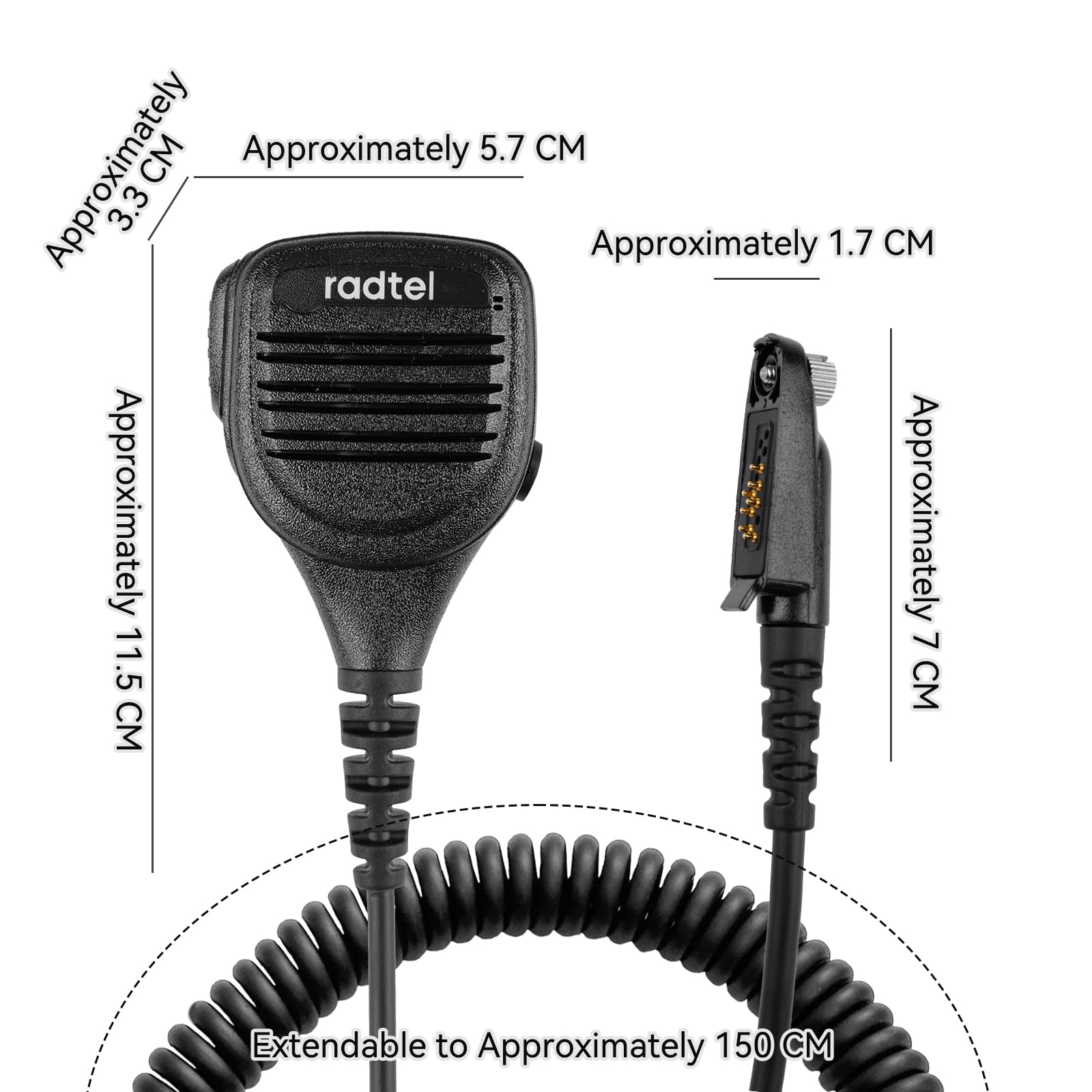 radtel Microphone Haut-Parleur étanche et Robuste pour radios RT-950 et RT-950 Pro, Microphone Talkie-walkie à réduction de Bruit (Nouvelle Version)