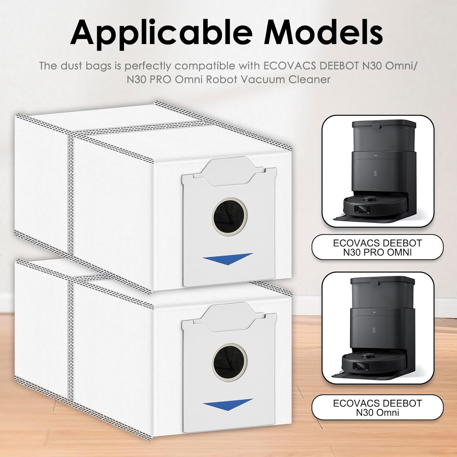 (12 Pack) N30 Omni Replacement Dust Bags Compatible With ECOVACS DEEBOT N30 Omni / N30 Pro Omni Robot Vacuum Cleaner, With Activated Carbon Filter Layer, Canister Bags, Disposable Bags