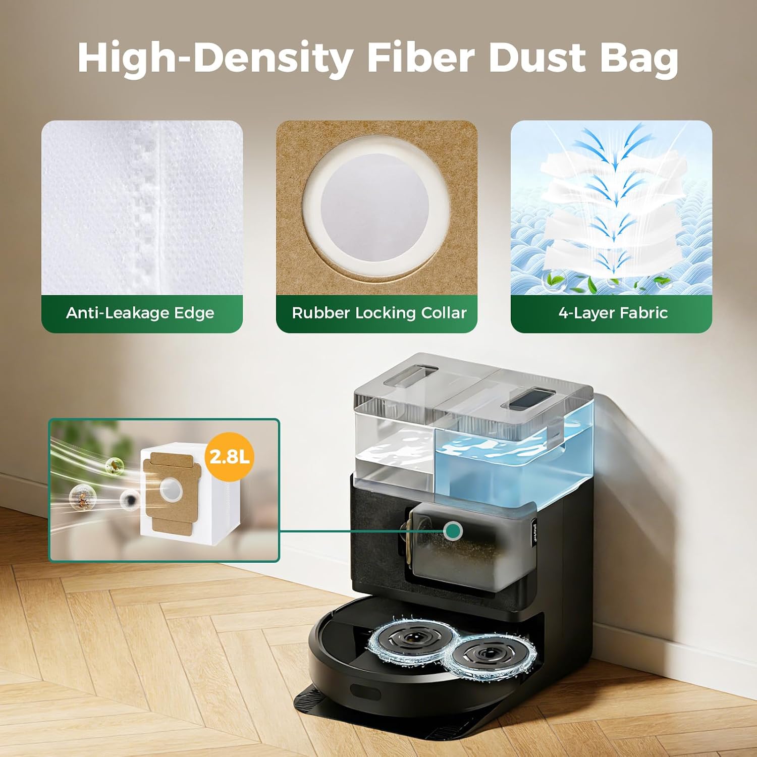 29 Pcs Replacement Parts for iRobot Roomba Plus 405/505/507 Combo Robot Vacuum Cleaner, Include 2 Main Brushes, 8 Dust Bags, 4 Filters, 6 Mop Pads, 8 Side Brushes and 1 Cleaning Brush