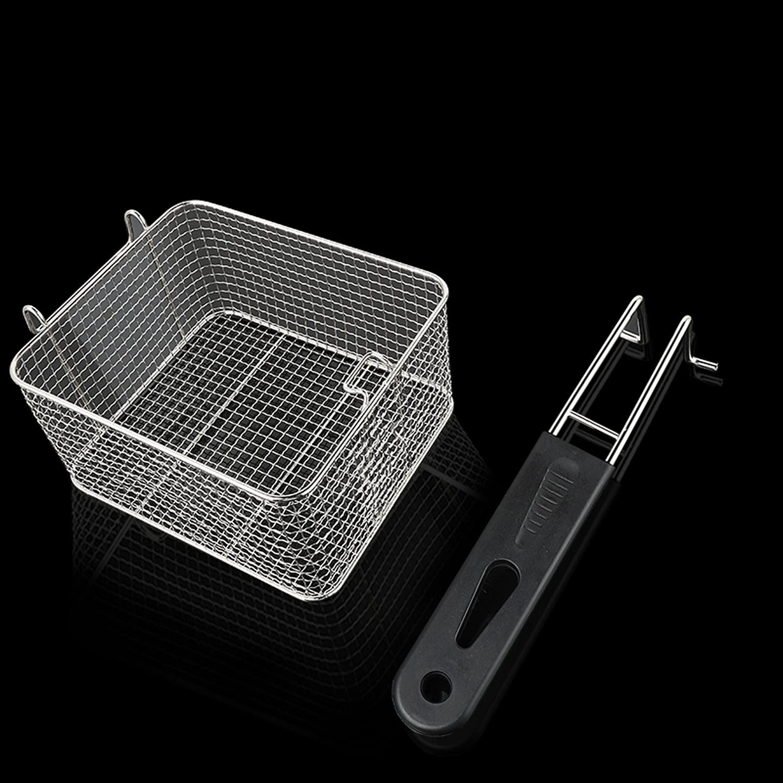 Passoire à friture, écumoire à huile, panier à friture carré en acier inoxydable avec poignée amovible, robuste et durable, les résidus d'huile sont très adaptés pour une utilisation dans les cuisin