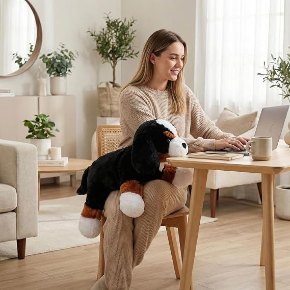 WEIGEDU Large Dog Stuffed Animal Plush Toy Soft Lying Bernese Mountain Puppy Hugging Pillow Gift for Kids Boys Girls Birthday Room Decor 20 Inch