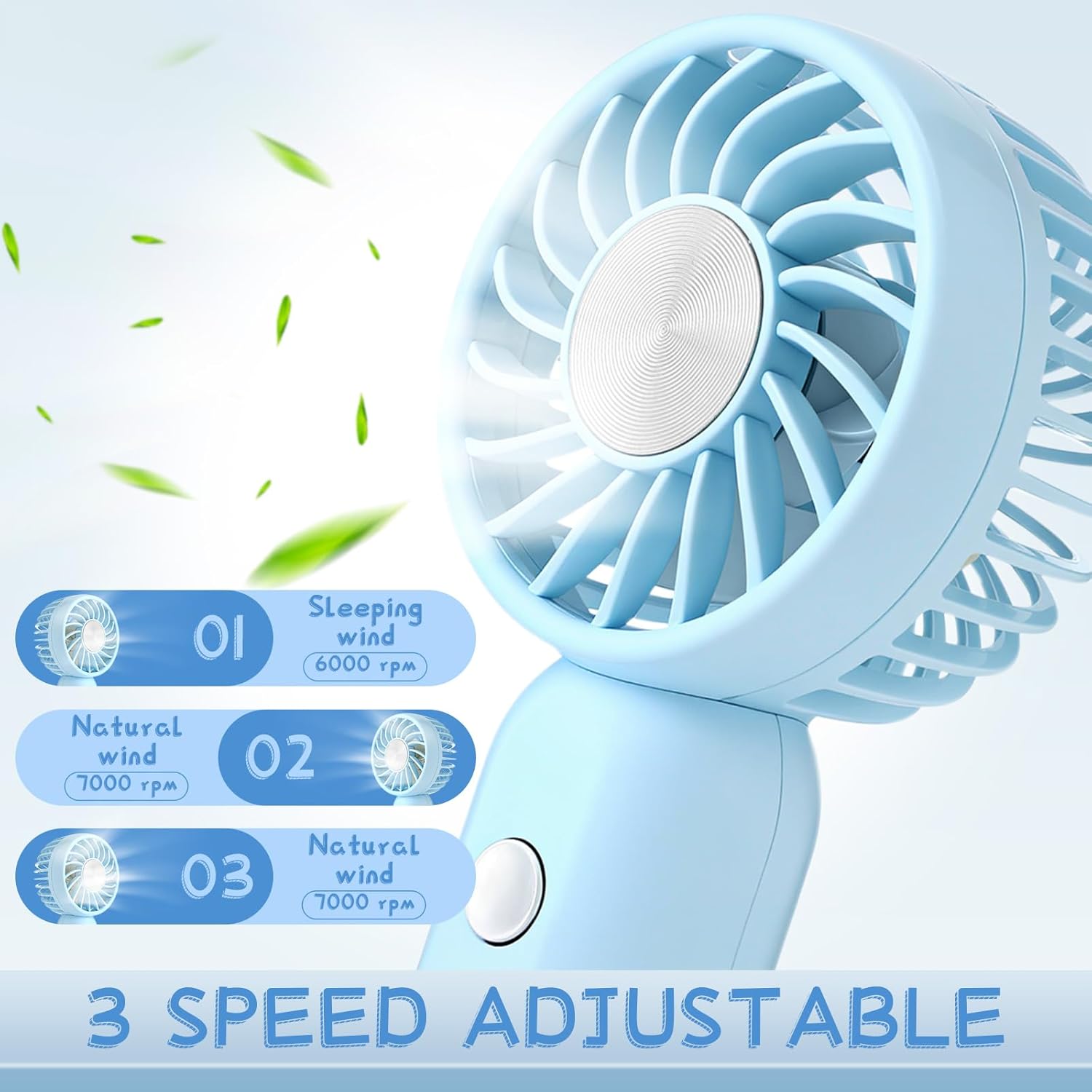 Rossesay 12 Pack Mini Portable Handheld Fan Bulk for Travel 3 Speeds, Rechargeable USB Battery Operated, Small Personal Eyelash Fans for Women Outdoor(Blue,Cute Style)